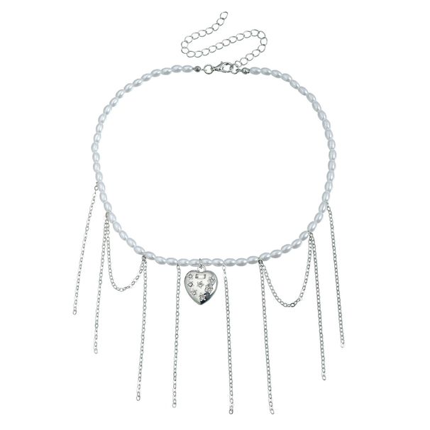 Accessories Ins Pearl Baroque Pentagram Love Pendant Collarbone Chain Pop Tassel Necklace_ipsvogv.com