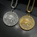 New 316 stainless steel lion shape Iranian late Qajar dynasty cast silver coin shape pendant_ipsvogv.com