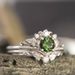 Flower Silver Inlaid With Green Zircon Tree Branch Crown Pair Ring Female Jewelry_ipsvogv.com