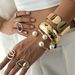 Diamond Shaped Smooth Opening With Striking Pattern, French Style Pearl Wrapped Bracelet_ipsvogv.com