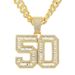 Men’s Jewelry Set Fashion Hip Hop Men's New Light Luxury T Square Rock Sugar Glass Diamond Full Diamond Number 50 Pendant With Cuban Chain Jewelry_ipsvogv.com