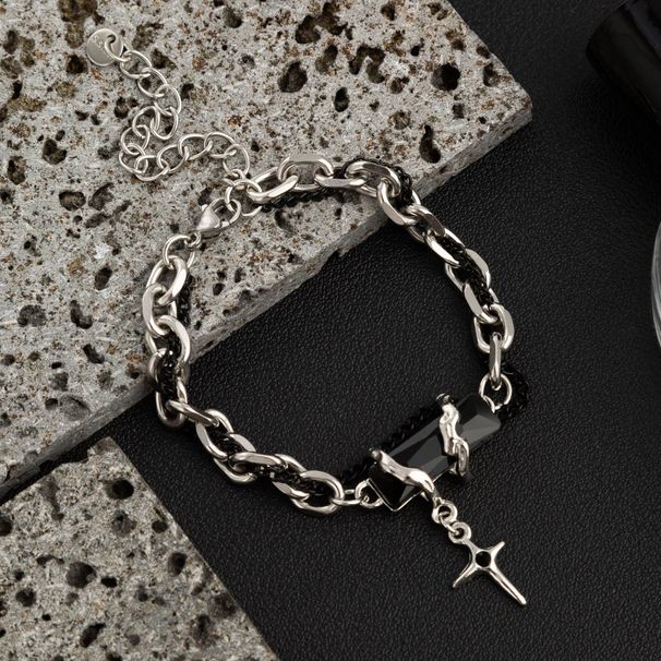 Men's Wrapped Black Diamond Bracelet Light Luxury Niche Exquisite High-end Sense Accessory Versatile Titanium Steel_ipsvogv.com