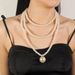 Simple Fashion Pearl Necklace Cross Border Multi Layer Short Clavicle Chain_ipsvogv.com