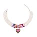 Exaggerated Turquoise Pearl Chain Personalized Artificial Crystal Heart Pendant Necklace For Women_ipsvogv.com