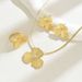 Minimalist women's necklace, ring, jewelry set, niche clover flower design, inlaid zircon earrings_ipsvogv.com