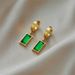 Niche retro titanium steel cube emerald diamond clavicle chain earrings high-end temperament versatile jewelry set_ipsvogv.com