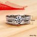 Cao Shi's Platinum Plated Six Claw Couple Engagement Combination Exquisite Zircon Set Ring_ipsvogv.com