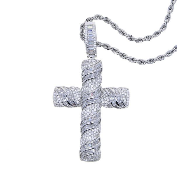Ins Cross Zircon Pendant Fashion Diamond Studded Full Diamond Men's Pendant Necklace_ipsvogv.com