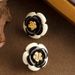 French Light Luxury Elegant Small Fragrance Style Drip Oil Enamel Black And White Camellia For Women's High-end_ipsvogv.com