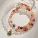 Natural Red Gum Flower White Agate Lion Awakening Double New Chinese Style Fulu Women's Multi Loop Bracelet_ipsvogv.com
