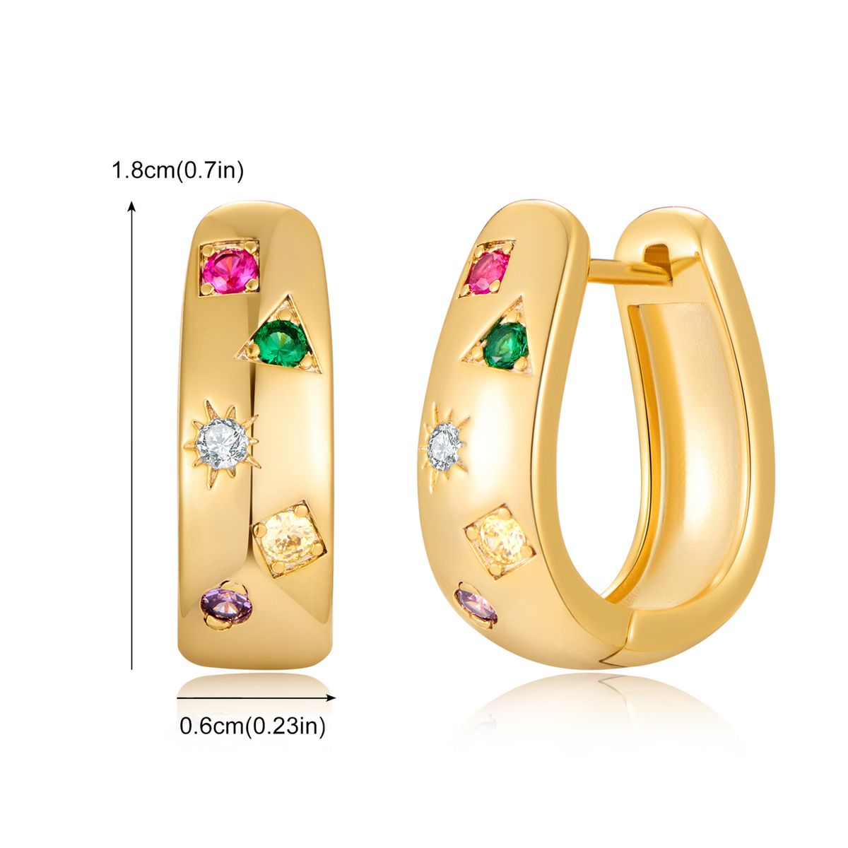 Retro Five Pointed Star Colored Zirconium Earrings For Women Light Luxury High End Autumn And Winter Fashion Circle Female Earrings Copper Ear Jewelry_ipsvogv.com