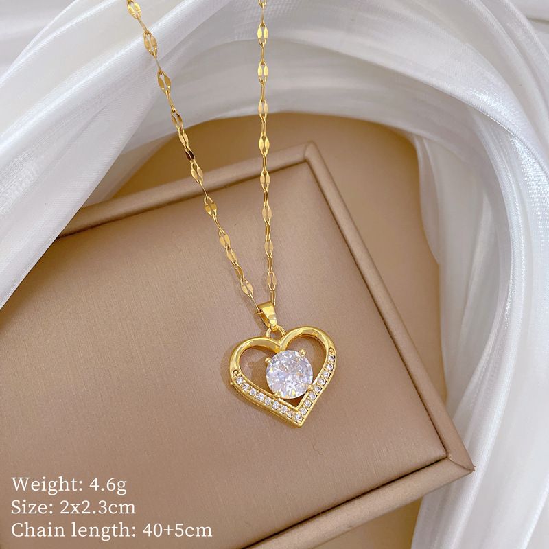 Titanium Steel 【 】 Personalized Temperament, Fashionable And Simple Birthday Gift Ins Love Collarbone Micro Inlaid 【 】 Temperament,_ipsvogv.com