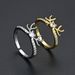 Unisex Diamond Studded CZ Christmas Deer Ring With Adjustable Opening For Female Index Finger Ring, One Deer With You, Internet Celebrity Model_ipsvogv.com