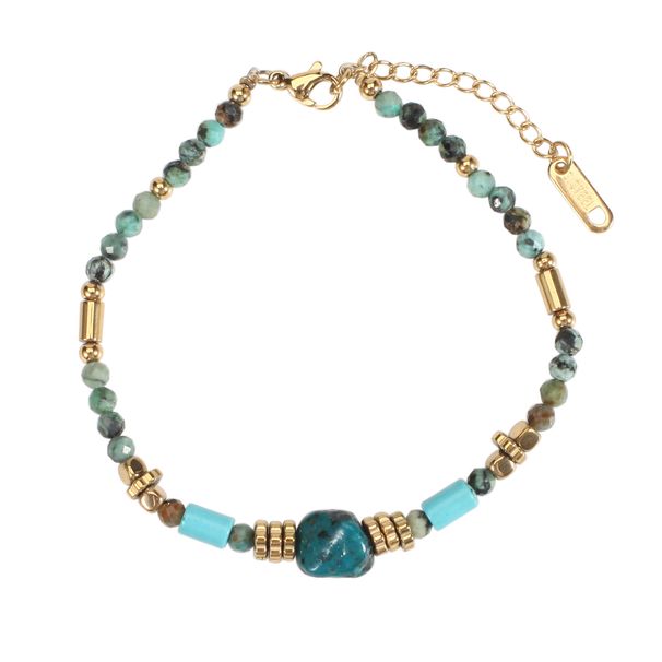 African Turquoise Natural Stone Bracelet Bohemian Retro Bracelet_ipsvogv.com