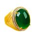 Trendy Live Streaming Gold-Plated Bold Adjustable Green Hetian Jade Cabochon Ring_ipsvogv.com