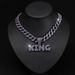 Hip Hop Exaggerated Purple Full Letter King Pendant Necklace For Men's Cool Cuban Diamond Embellishments_ipsvogv.com