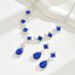 Set with blue square water droplet necklace, simple niche, light luxury design, earrings, versatile and personalized_ipsvogv.com
