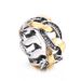 Hip Hop Hollowed Out Cuban Chain Ring, Trendy Men's Widened Woven Gold Water Diamond Titanium Steel Ring_ipsvogv.com