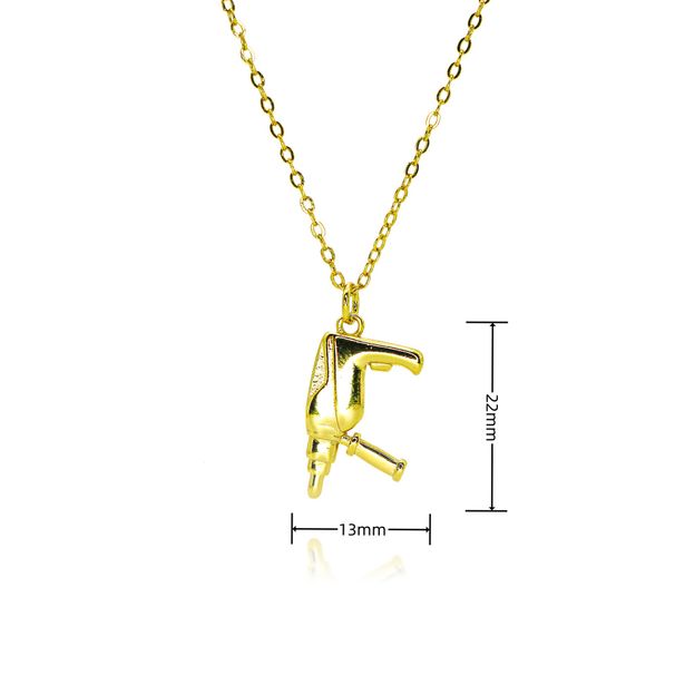 Men's Hip Hop Necklace - Rap Fashion Copper Plated Gold Chain With Creative Hammer Tool Pendant, Retro Accessories_ipsvogv.com