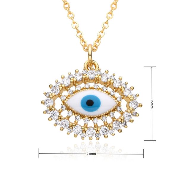 Popular Jewelry Titanium Steel Clavicle Chain Colorful Zircon Eye Pendant Devil's Eye Necklace_ipsvogv.com