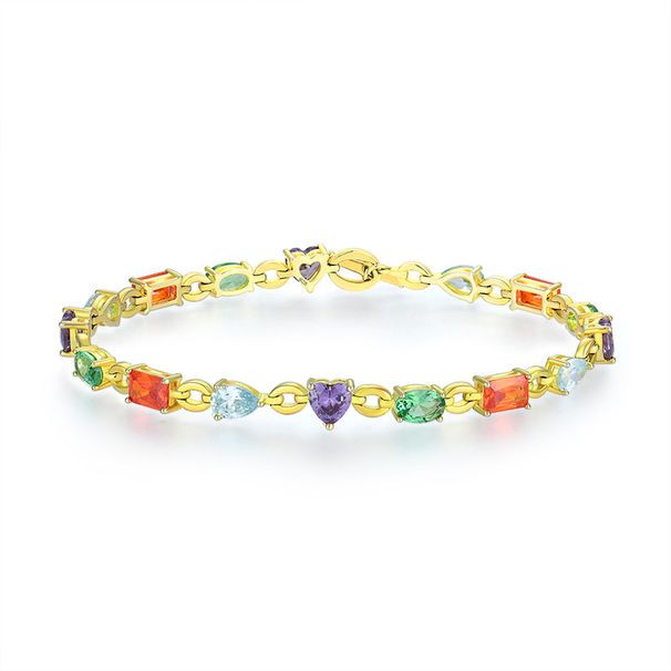 S925 sterling silver plated with gold light luxury bracelet female colored gemstone bracelet jewelry silver jewelry_ipsvogv.com
