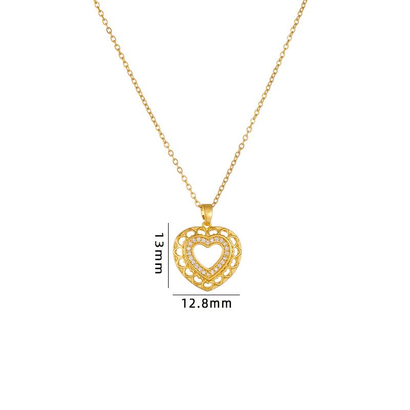 New Style Ribbon Heart Necklace For Women With Zircon Inlay, Elegant And Versatile Titanium Steel Collarbone Chain_ipsvogv.com