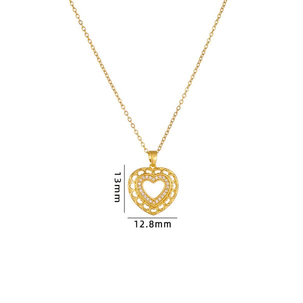 New Style Ribbon Heart Necklace For Women With Zircon Inlay, Elegant And Versatile Titanium Steel Collarbone Chain_ipsvogv.com
