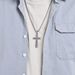 Simple style titanium steel cross necklace pendant men and women wear sweater chain accessories_ipsvogv.com