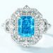 Shallow Sea Blue High Carbon Diamond Ring Female S925 Silver Full Inlaid Brilliant Colored Gemstone Finger Ring Fashion High End_ipsvogv.com