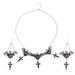 Halloween Bat Jewelry Set Gothic Retro Exaggerated Black Bat Necklace Earring Set Holiday Gift_ipsvogv.com