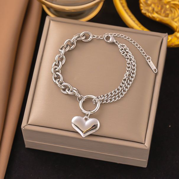 Love Gold Titanium Steel Bracelet, Female Internet Celebrity, Trendsetter, Hip-hop, Niche Personality, Simple And_ipsvogv.com