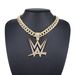 Unisex Popular W Letter Alloy Diamond Pendant Men's Personality Cool Rap Trend Hip Hop Cuban Chain_ipsvogv.com