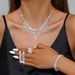 Women’s Jewelry Set Fashion High End Luxury Super Shiny Full Diamond Rhinestone Necklace Earrings Set Bridal Jewelry Four Piece Wedding Accessories_ipsvogv.com