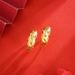Eight Pointed Star Sand Gold High-end Earrings, Women's Style, Light Luxury, Fashionable, Simple, Striped, Leaf_ipsvogv.com