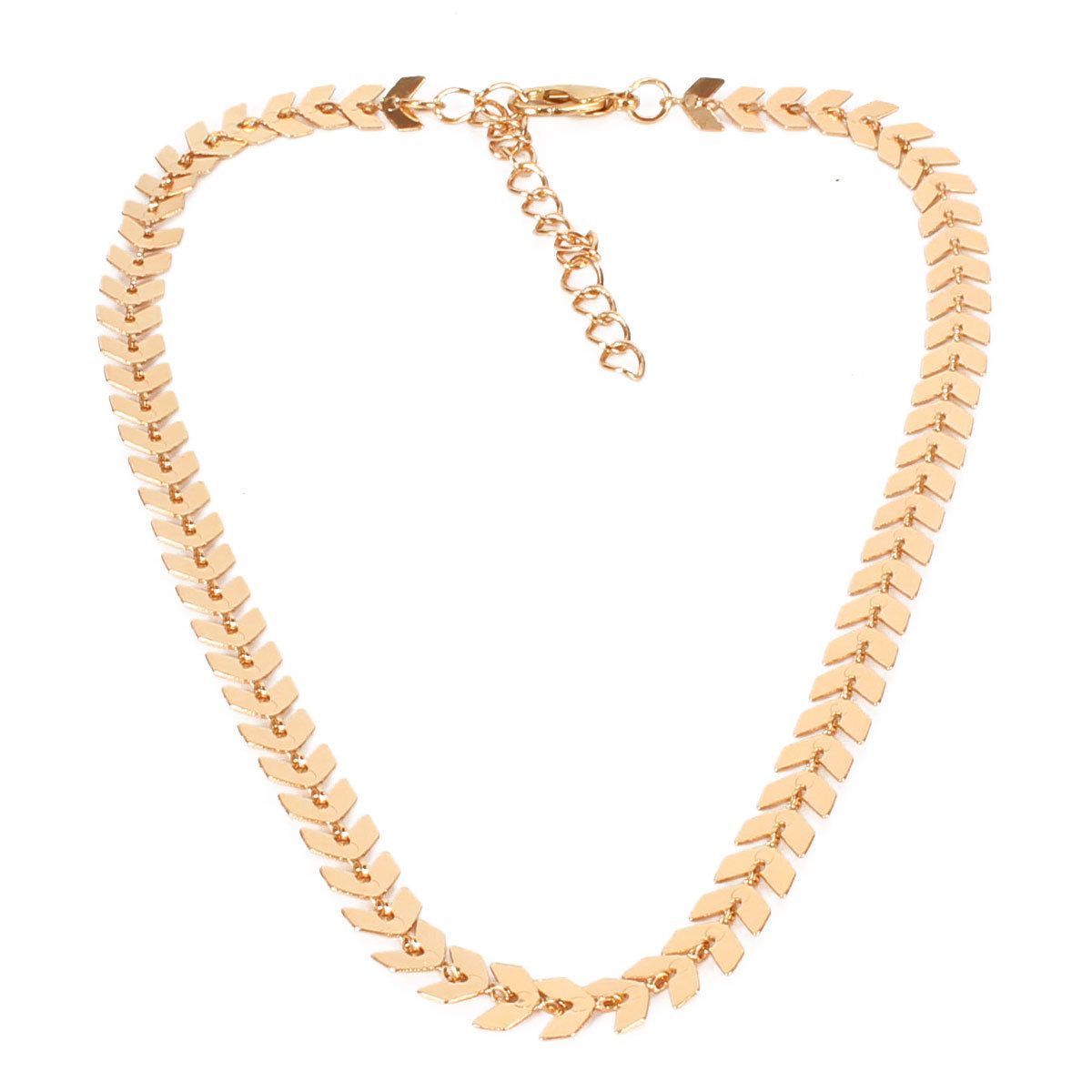 New Products Gold Plated Personalized Fishbone Necklace Women's Short Clavicle Necklace_ipsvogv.com