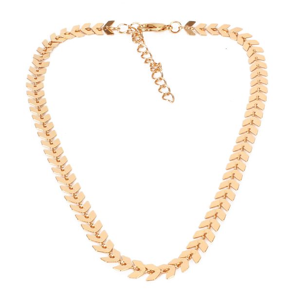 New Products Gold Plated Personalized Fishbone Necklace Women's Short Clavicle Necklace_ipsvogv.com