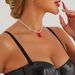 Sweet And Cute Red Love Pendant, Transparent Spinel Beaded Necklace, Girl Heart-shaped Necklace._ipsvogv.com