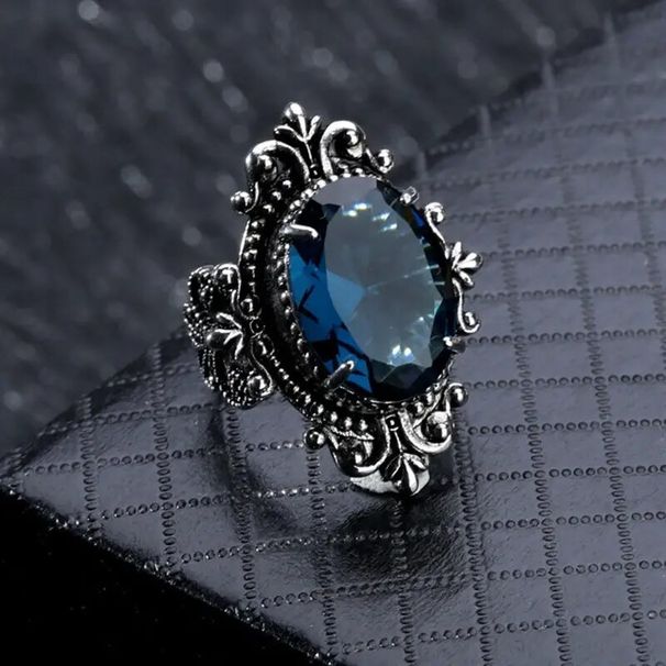 Cao Shifeng Royal New Exaggerated Blue Mirror Personalized Lace Ring_ipsvogv.com