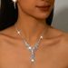 Women’s Jewelry Set Fashion Summer Evening Party Accessories Necklace New Jewelry Bridal Set Wedding Dress Full Diamond Earrings Bracelet Set Necklace_ipsvogv.com