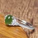 Classic Open Temperament Inlaid Chalcedony Crystal Clear Plain Green Hetian Jade Ring_ipsvogv.com