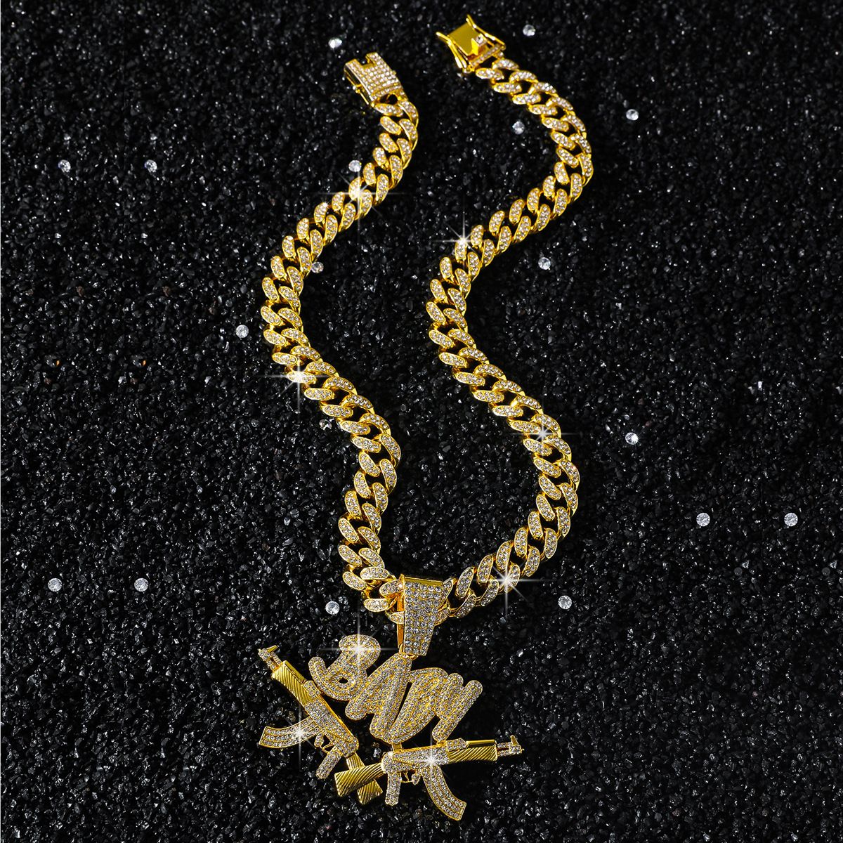 New Personalized Style Hip Hop Creative Double Gun Baby Pendant Necklace_ipsvogv.com