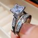 Sanjie Women's Square Diamond Zircon Pair Set Ring Jewelry_ipsvogv.com