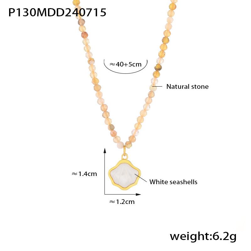 Bohemia New White Sea Shell Pedat Natural Stoe Bead Splicig Necklace Chic Style Persoalized Charm Jewelry For_ipsvogv.com