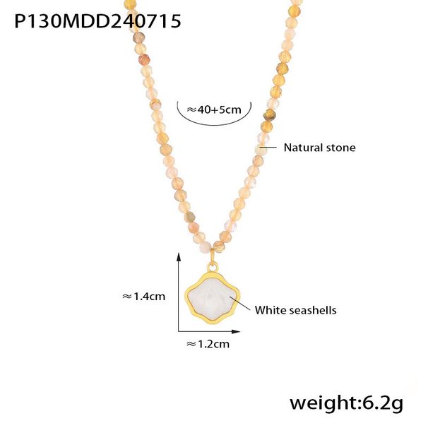 Bohemia New White Sea Shell Pedat Natural Stoe Bead Splicig Necklace Chic Style Persoalized Charm Jewelry For_ipsvogv.com