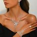 Women’s Jewelry Set Fashion Exaggerated Personality Diamond Bow Necklace Earrings Hand Chain Jewelry Set Personality Necklace Full Of Diamonds_ipsvogv.com