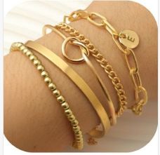 Brass With Real Gold Plating, Across Fashionable Love Multi Layer Stackable And Versatile Ladies Bracelet Set_ipsvogv.com