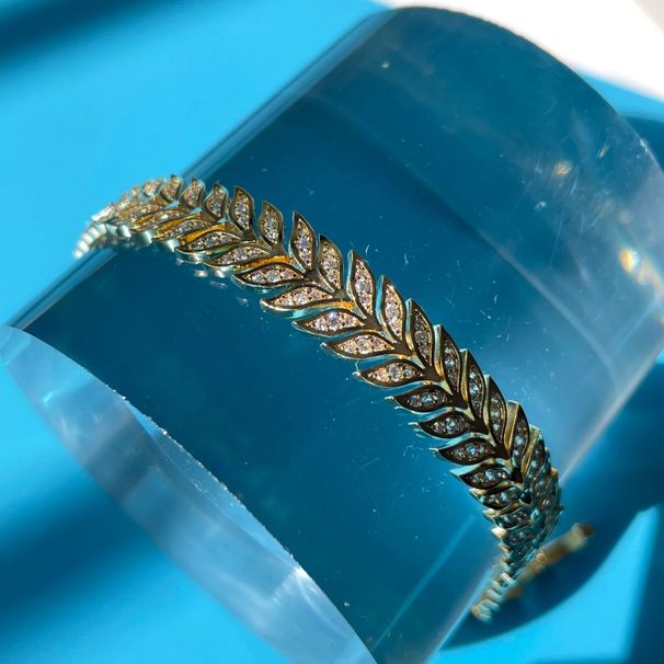 Wheat Spike Unisex Trendy Hip-Hop Personality Couple Jewelry Full Diamond Zircon Men's Bracelet_ipsvogv.com