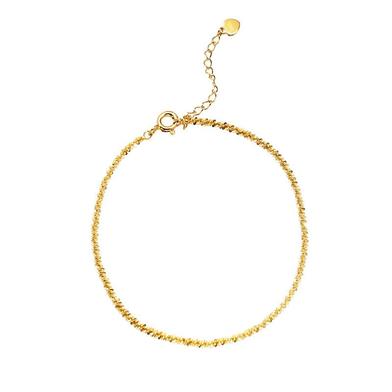S925 Sterling Silver Bracelet Women's Cauliflower Chain Gympani Plain Chain Gold Plated K-gold Elegant Joker Bracelet_ipsvogv.com