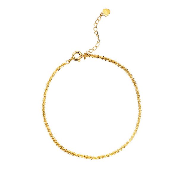 S925 Sterling Silver Bracelet Women's Cauliflower Chain Gympani Plain Chain Gold Plated K-gold Elegant Joker Bracelet_ipsvogv.com