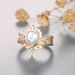 Jewelry Rose Flower Shaped Princess Pear Shaped Golden Pair Ring Female_ipsvogv.com